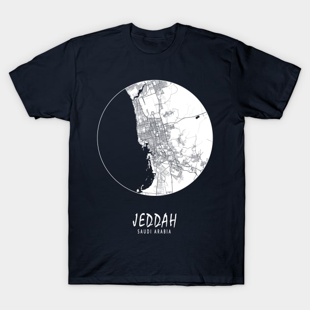 Jeddah, Makkah, Saudi Arabia City Map - Full Moon T-Shirt by deMAP Studio